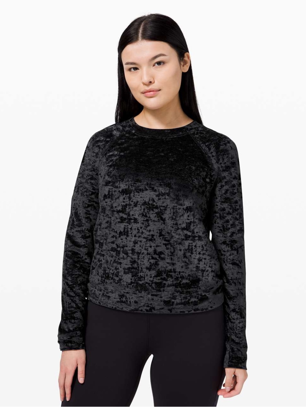 Lululemon Warm Down Crew Crushed Velvet - Black, Size 10